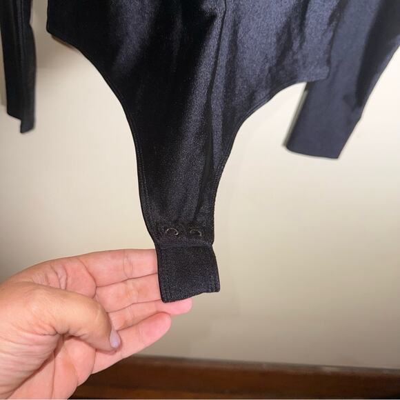 GOOD AMERICAN black shimmer whimsigoth stretchy body suit 3 - Picture 5 of 5